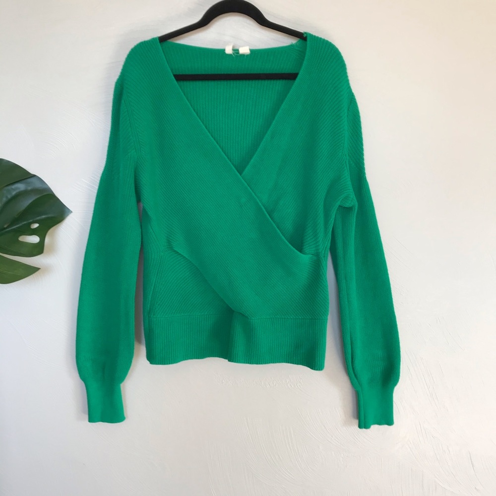Anthropologie Moth Green Crossover Sweater, XL
